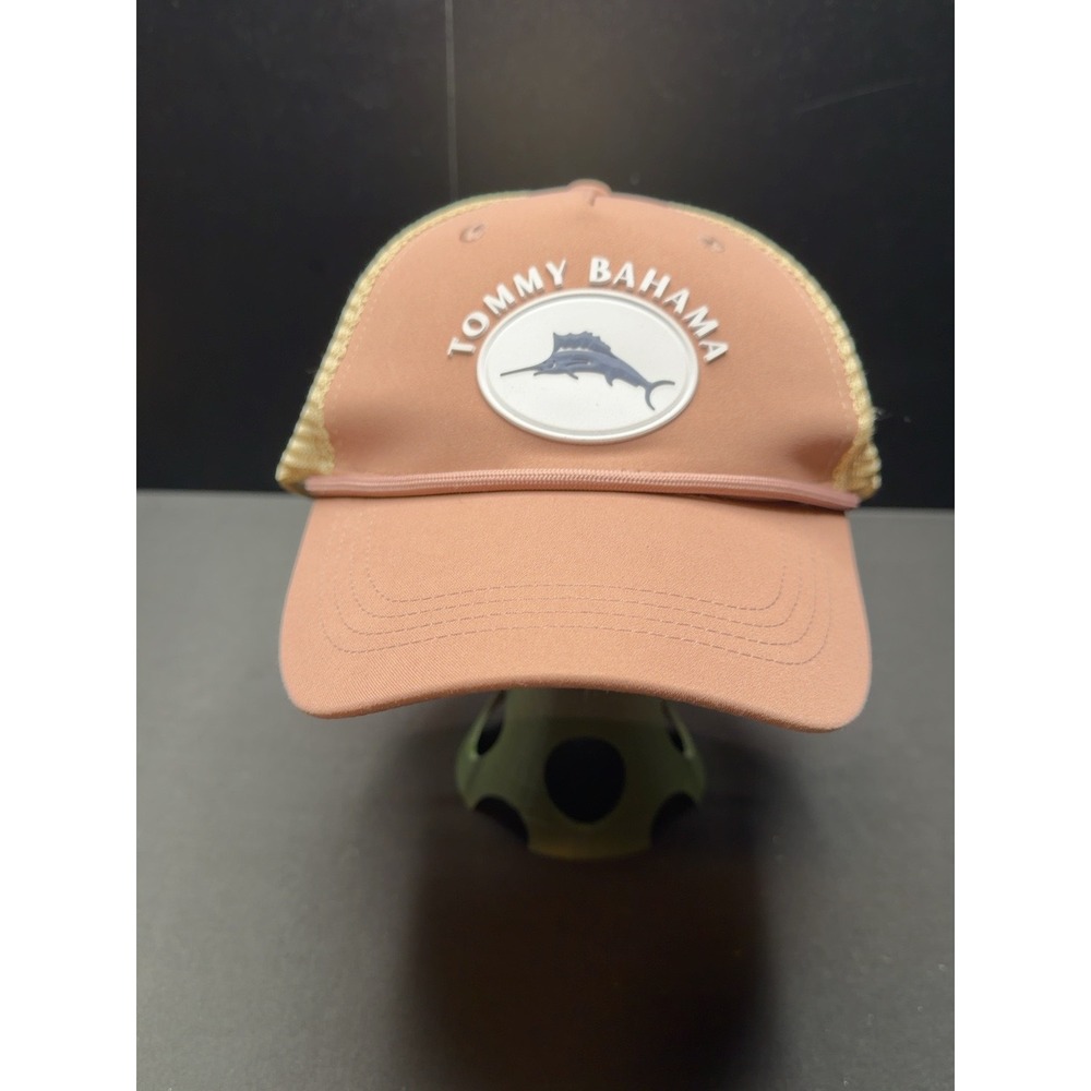 Tommy Bahama Baja Margarita Hat Marlin Trucker Snapback Pink Tan Mesh OS